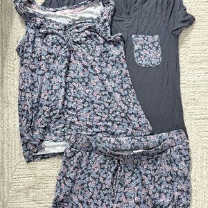 La Vie En Rose Floral Pajama Set - Black and Pink